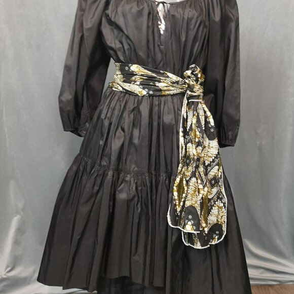 Neo-Vintage Custom African Printed Pleated Back-Knot Tied Faux-bi Belt by vir-go - Picture 2 of 11